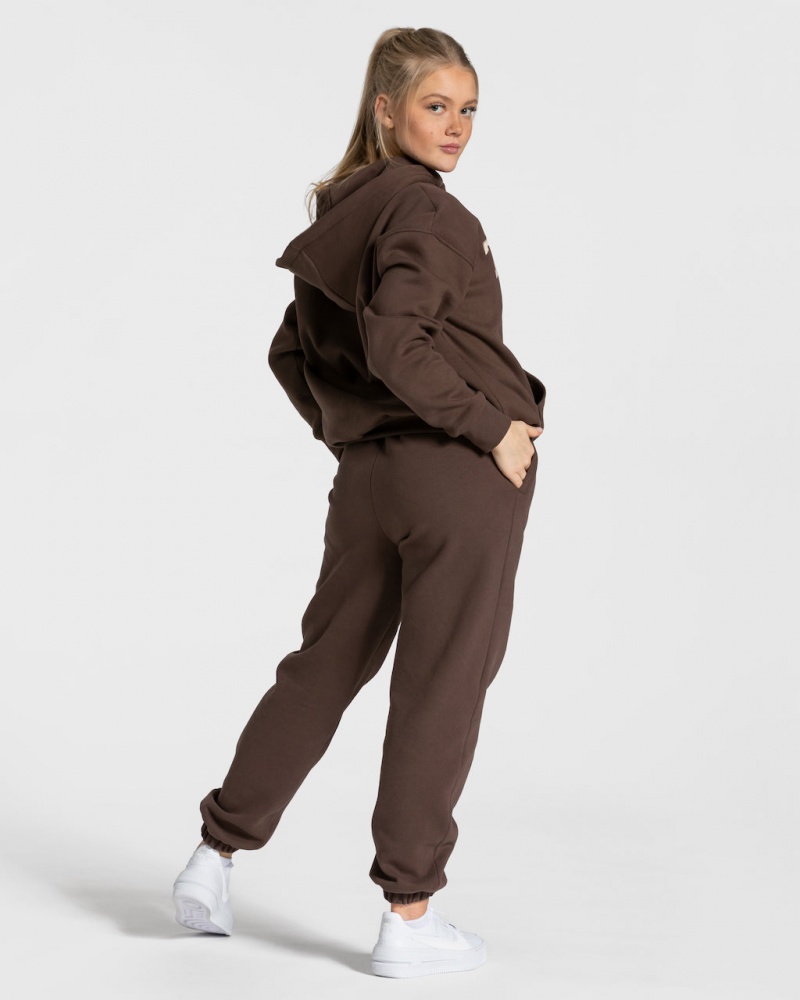 Dark Brown Women's Teveo College Oversized Jogger | 8726-RNKXC