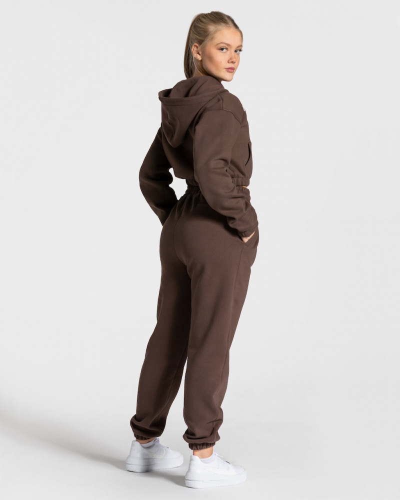 Dark Brown Women's Teveo College Zip Hoodie | 9348-YRDBT