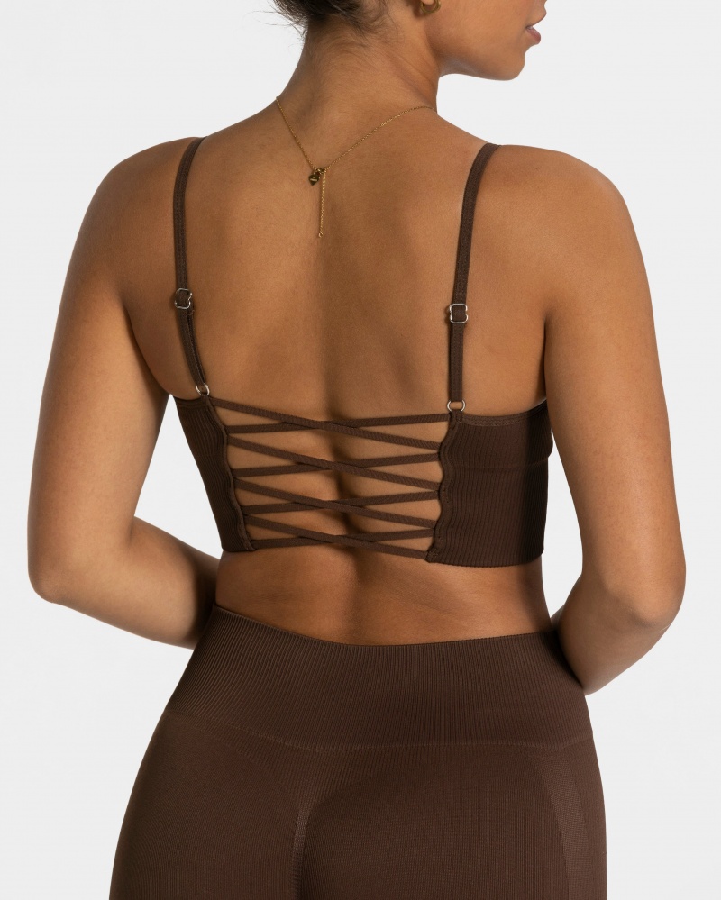 Dark Brown Women's Teveo Elegant Cross Tops | 2530-RXAIN