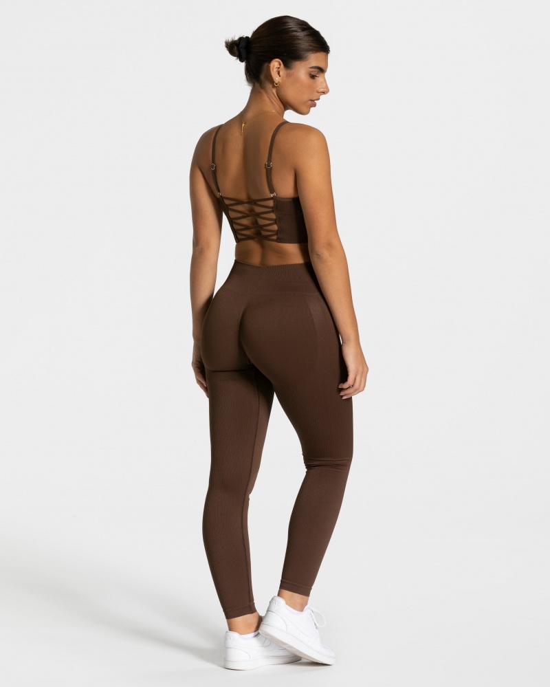 Dark Brown Women's Teveo Elegant Cross Tops | 2530-RXAIN