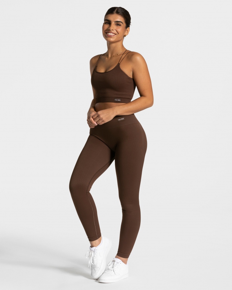 Dark Brown Women's Teveo Elegant Strap Tops | 9482-HXISW