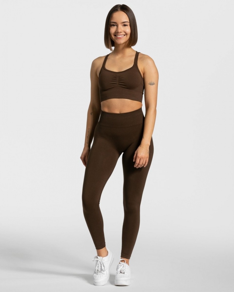 Dark Brown Women's Teveo Timeless Scrunch Leggings | 2970-NHFYE