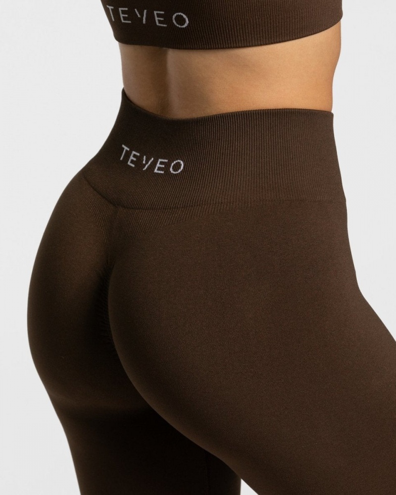 Dark Brown Women's Teveo Timeless Scrunch Leggings | 2970-NHFYE