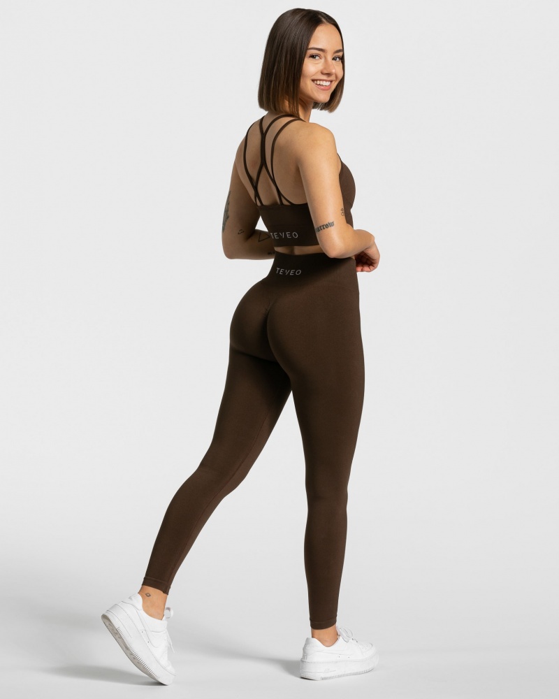 Dark Brown Women's Teveo Timeless Scrunch Leggings | 2970-NHFYE