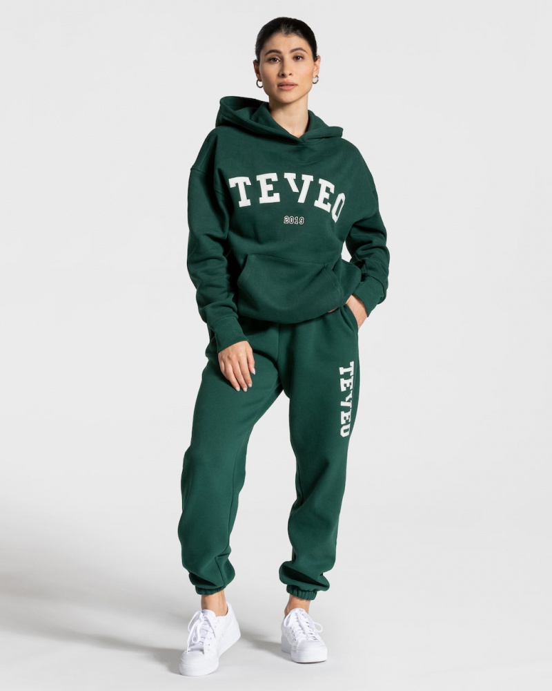 Dark Green Women's Teveo College Oversized Jogger | 3916-ATJIU