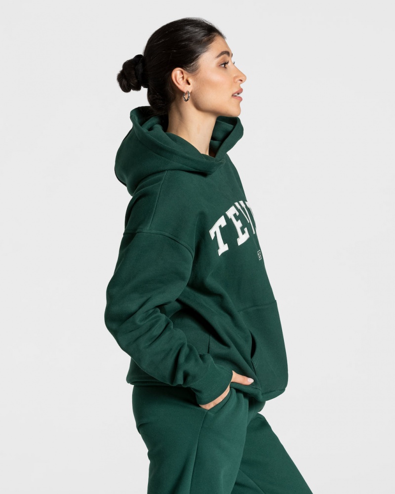 Dark Green Women's Teveo College Oversized Hoodie | 6213-HGCPD