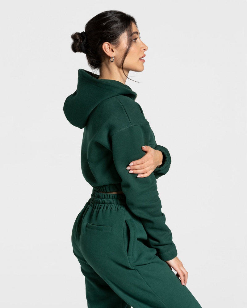 Dark Green Women's Teveo College Zip Hoodie | 6495-XOJFR