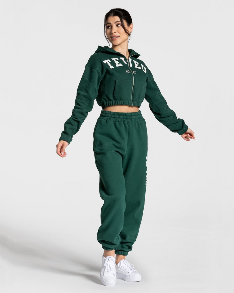 Dark Green Women's Teveo College Zip Hoodie | 6495-XOJFR