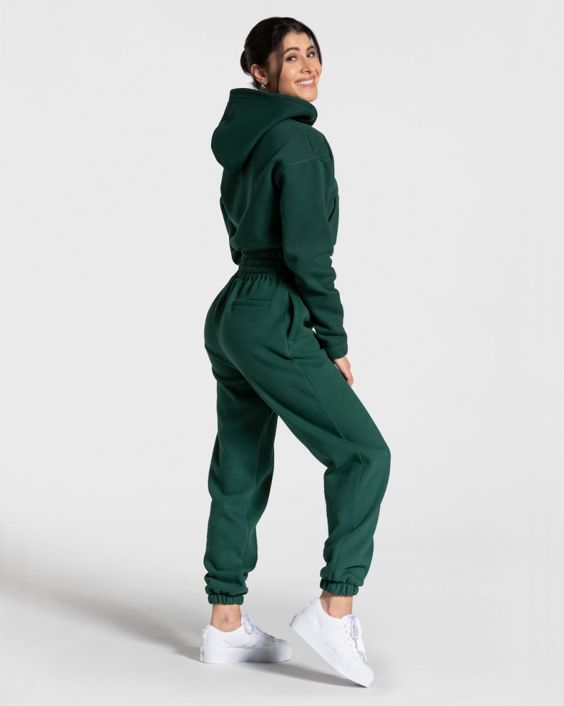 Dark Green Women's Teveo College Zip Hoodie | 6495-XOJFR