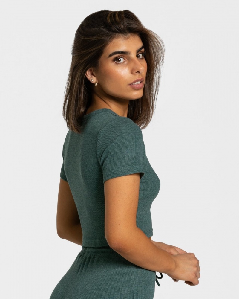 Dark Green Women's Teveo Lounge T Shirts | 8456-CXPZJ