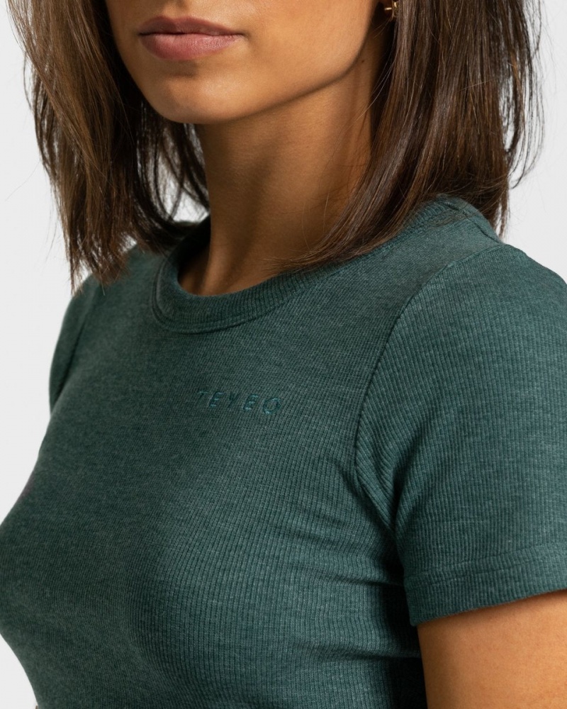 Dark Green Women's Teveo Lounge T Shirts | 8456-CXPZJ