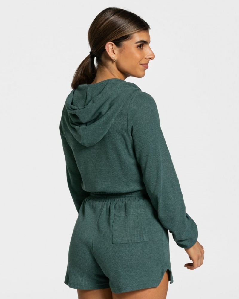 Dark Green Women's Teveo Lounge Zip Hoodie | 7283-QHSNO