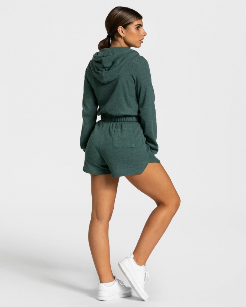 Dark Green Women's Teveo Lounge Zip Hoodie | 7283-QHSNO