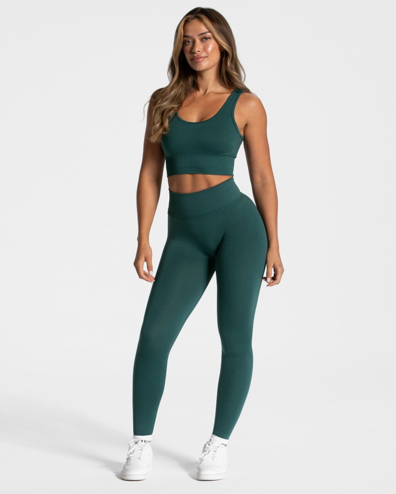 Dark Green Women's Teveo Sensation Leggings | 3761-NASJC