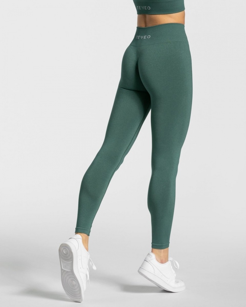 Dark Green Women's Teveo Timeless Scrunch Leggings | 7960-DGIZA