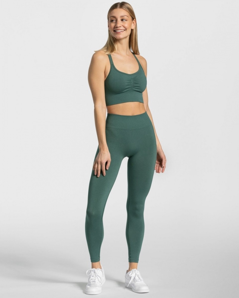 Dark Green Women's Teveo Timeless Scrunch Leggings | 7960-DGIZA