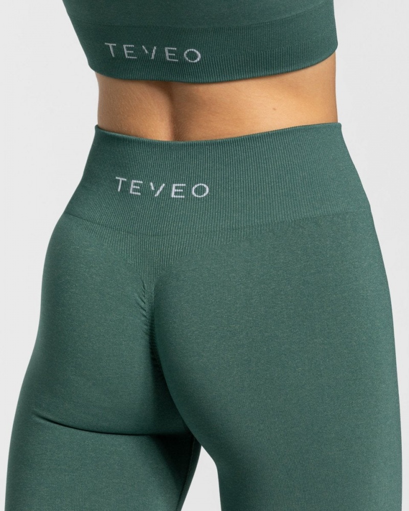 Dark Green Women's Teveo Timeless Scrunch Leggings | 7960-DGIZA