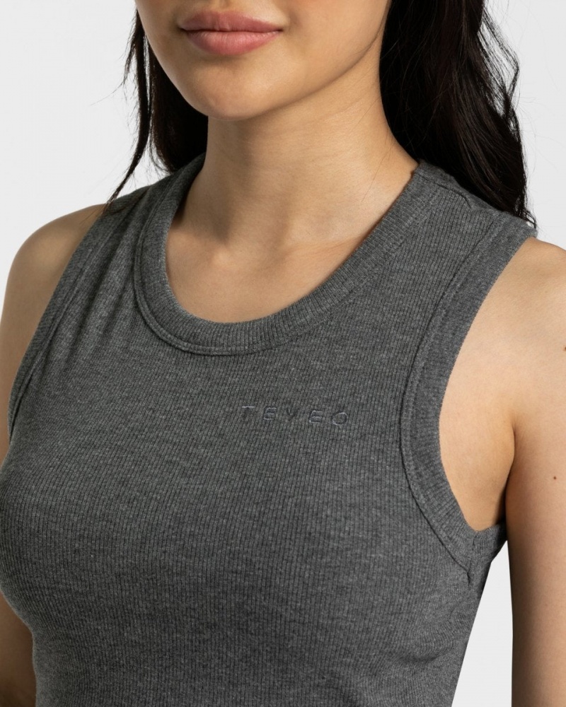 Dark Grey Women's Teveo Lounge Crop Tops | 6925-BGLZM