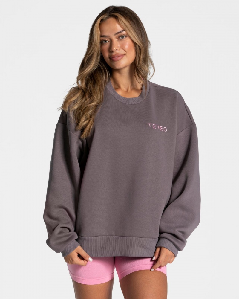 Deep Grey Women's Teveo Signature Oversized Sweaters | 8943-IWGXH