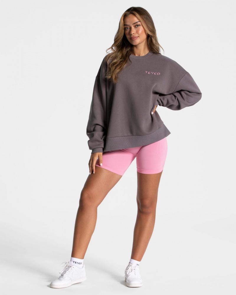 Deep Grey Women's Teveo Signature Oversized Sweaters | 8943-IWGXH