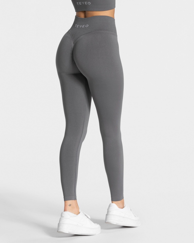 Deep Grey Women's Teveo Statement Scrunch Leggings | 4396-TFJUP