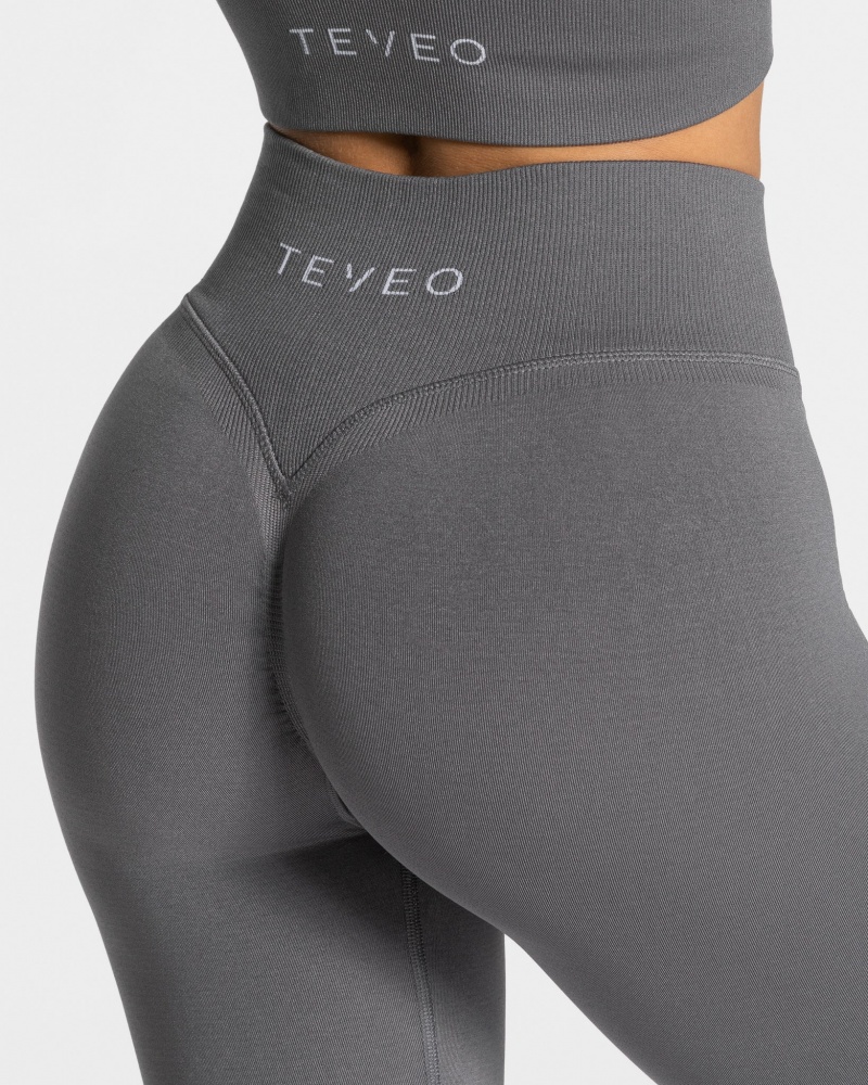 Deep Grey Women's Teveo Statement Scrunch Leggings | 4396-TFJUP