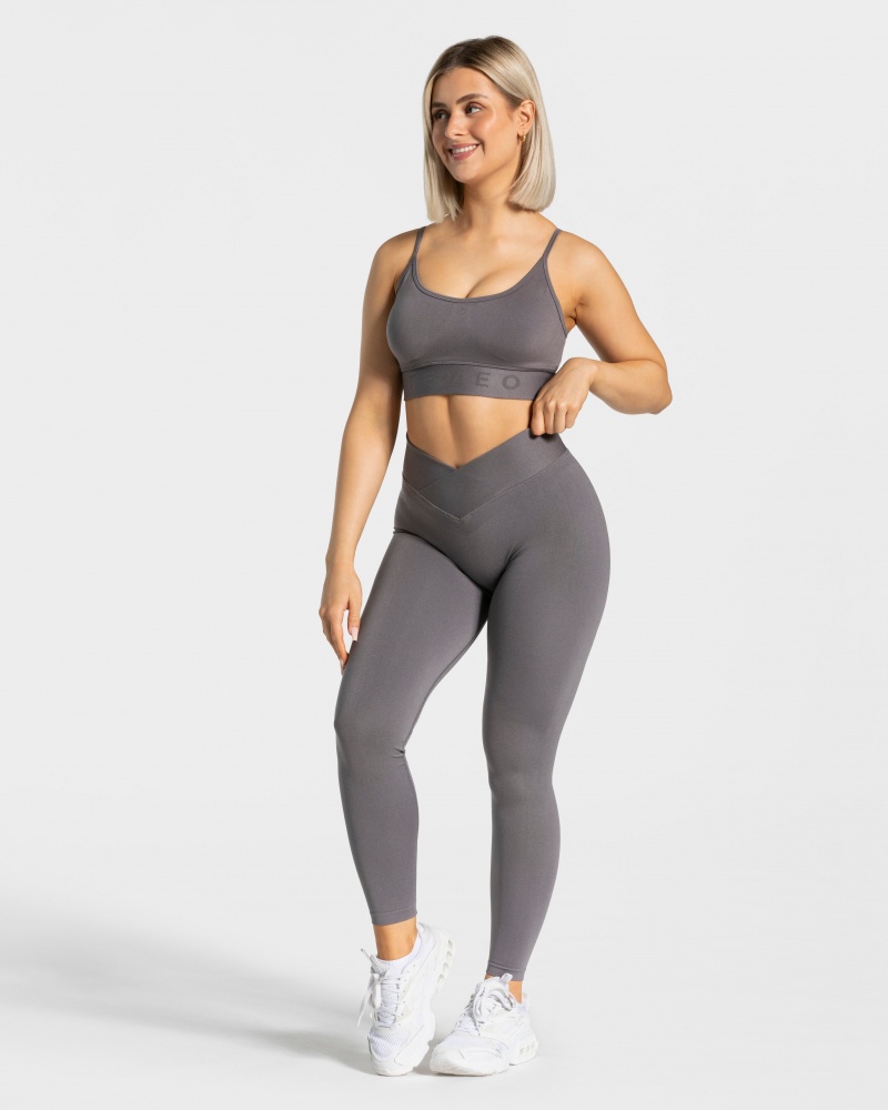 Deep Grey Women's Teveo V-Shape Leggings | 4218-FMIBL