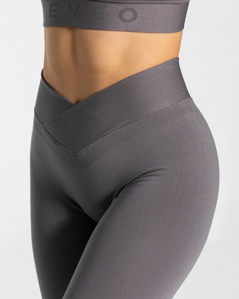 Deep Grey Women's Teveo V-Shape Leggings | 4218-FMIBL