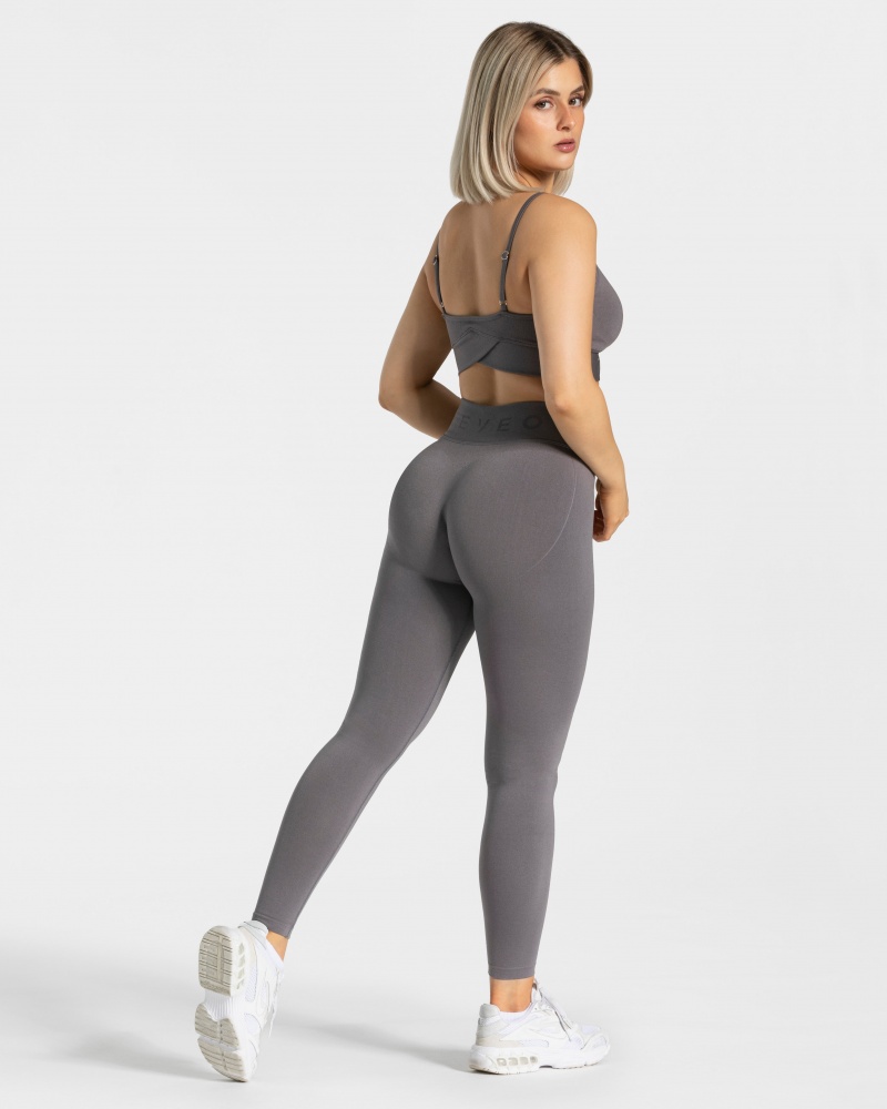 Deep Grey Women's Teveo V-Shape Leggings | 4218-FMIBL