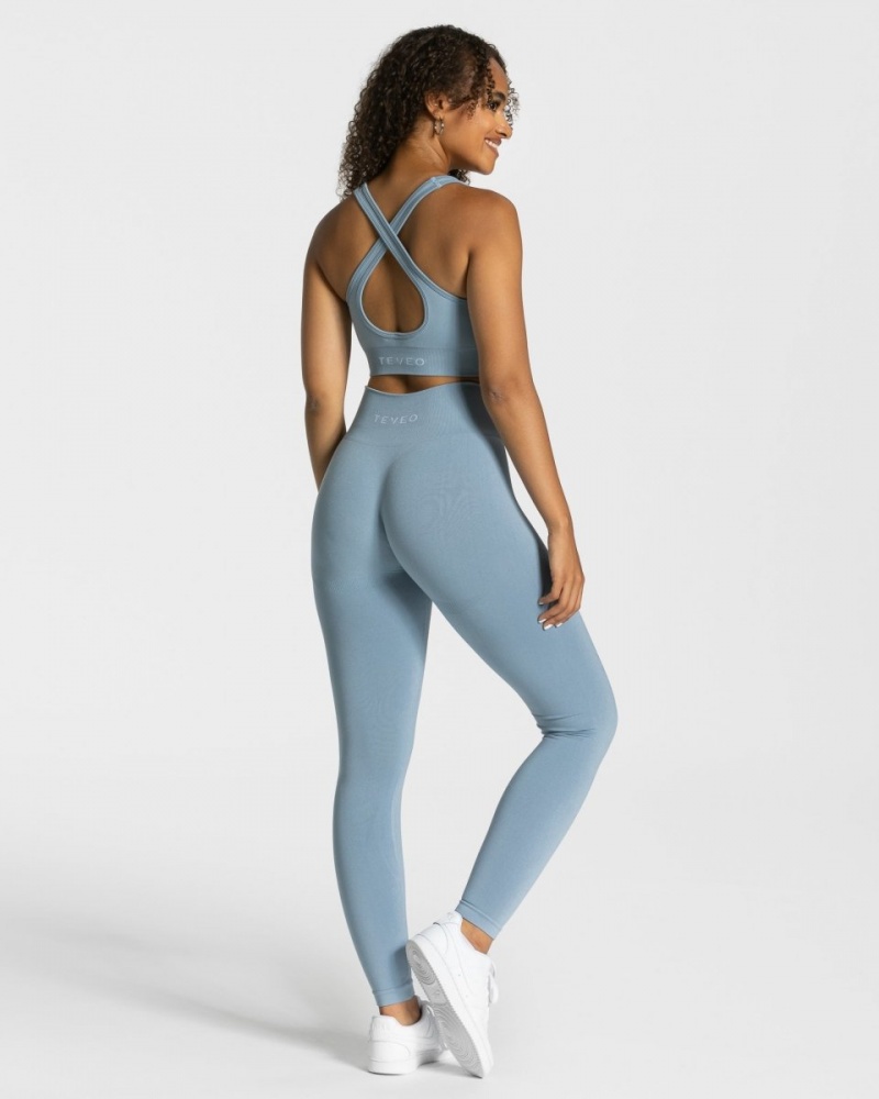 Grey Blue Women's Teveo Classy Leggings | 6183-JKNCM