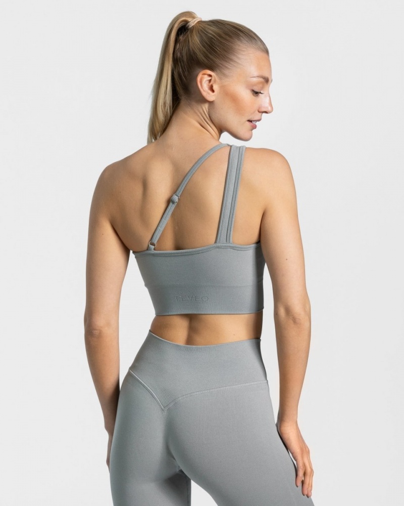 Grey Blue Women's Teveo Sassy One Shoulder Bras | 9073-JFCMS