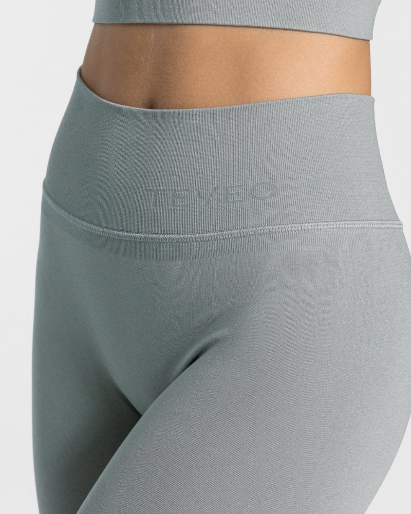 Grey Blue Women's Teveo Sassy Slit Leggings | 7068-SQHYP