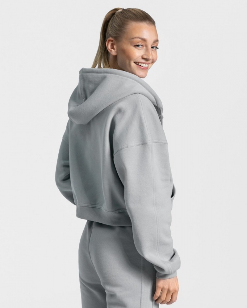 Grey Blue Women's Teveo Sassy Zip Hoodie | 8317-JUTIH