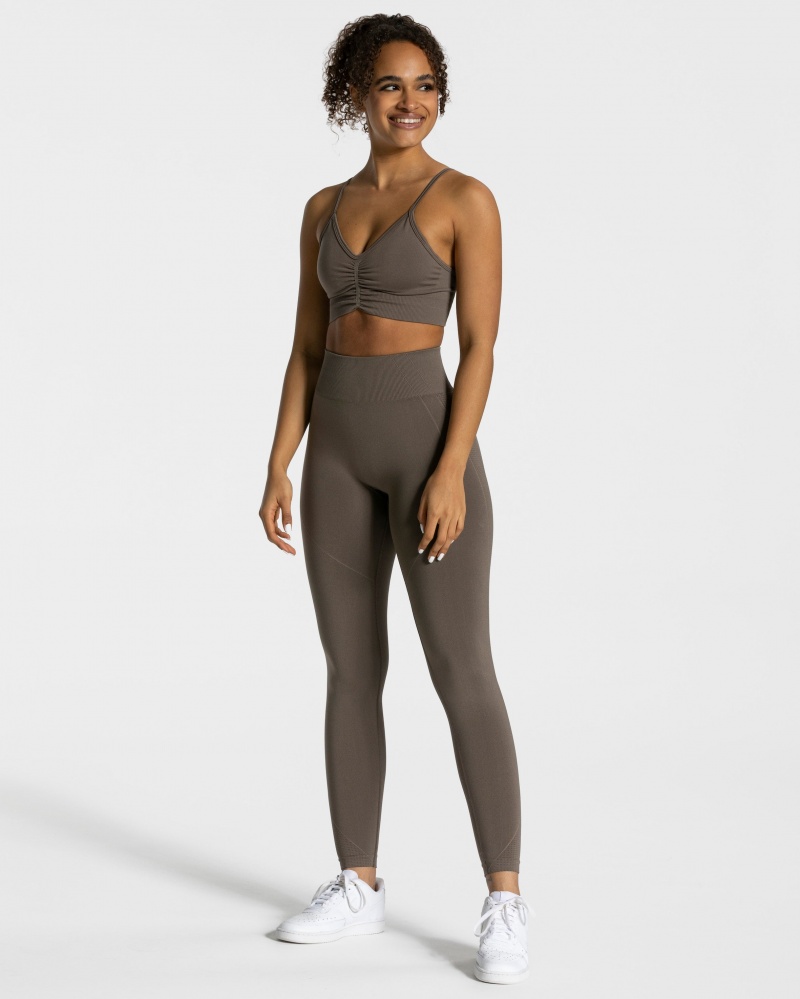 Grey Brown Women's Teveo Focus Scrunch Leggings | 6472-SVMYX