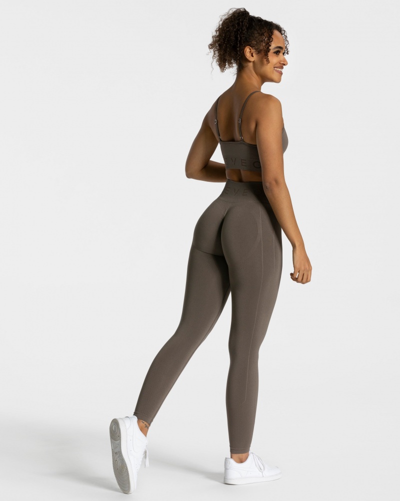 Grey Brown Women's Teveo Focus Scrunch Leggings | 6472-SVMYX