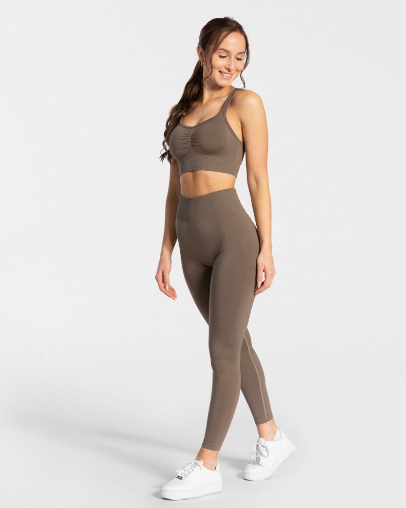 Grey Brown Women's Teveo Timeless Scrunch Leggings | 2807-FUAYN