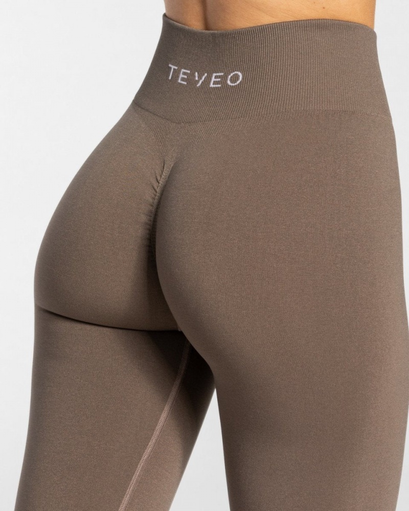 Grey Brown Women's Teveo Timeless Scrunch Leggings | 2807-FUAYN