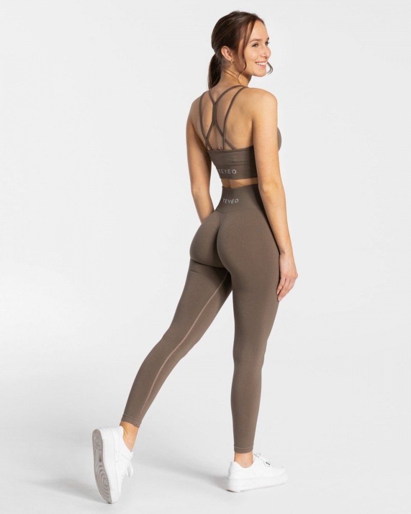 Grey Brown Women's Teveo Timeless Scrunch Leggings | 2807-FUAYN