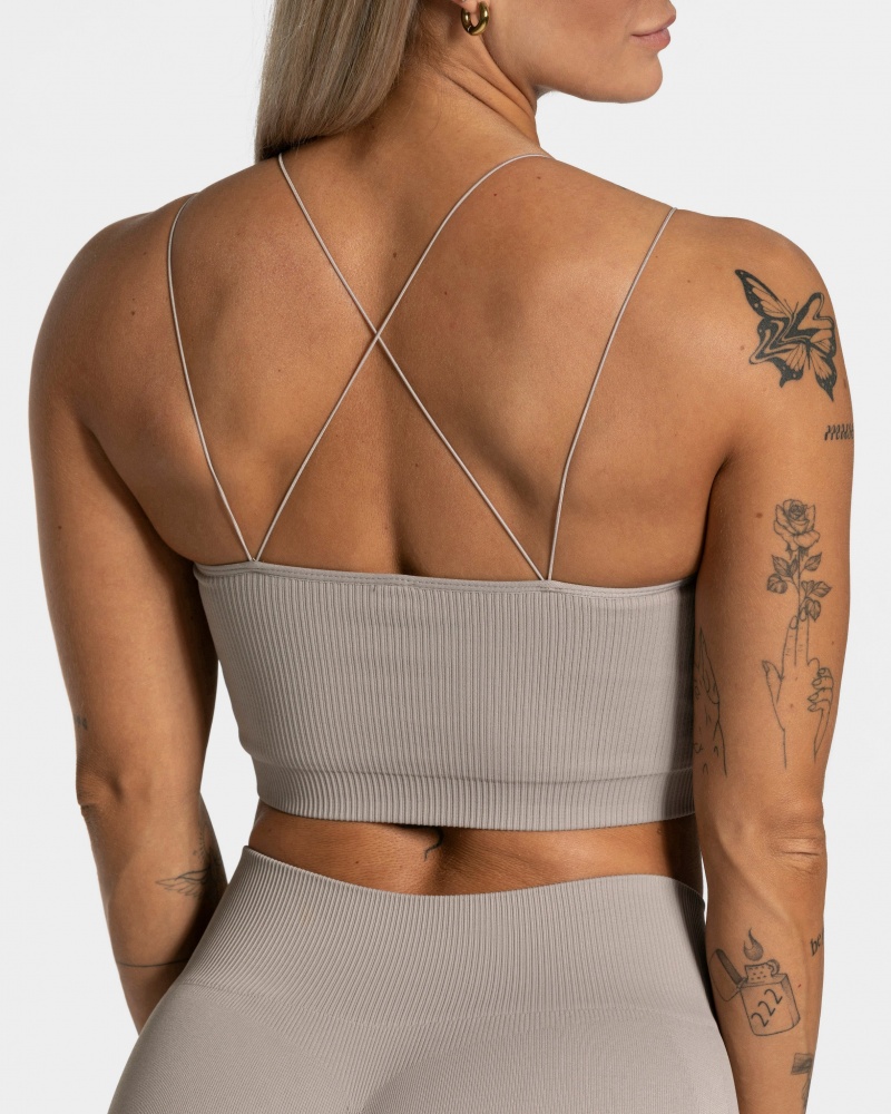 Grey Women's Teveo Elegant Strap Tops | 0528-IEWNB