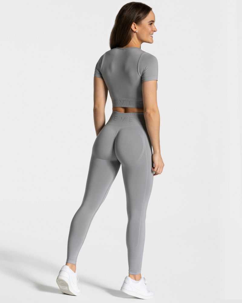 Grey Women's Teveo Focus Crop Tops | 1706-JXBVO