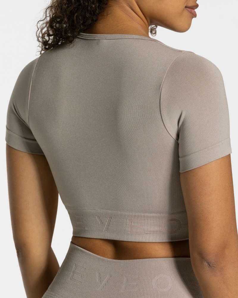 Grey Women's Teveo Focus Crop Tops | 3851-XKCVG