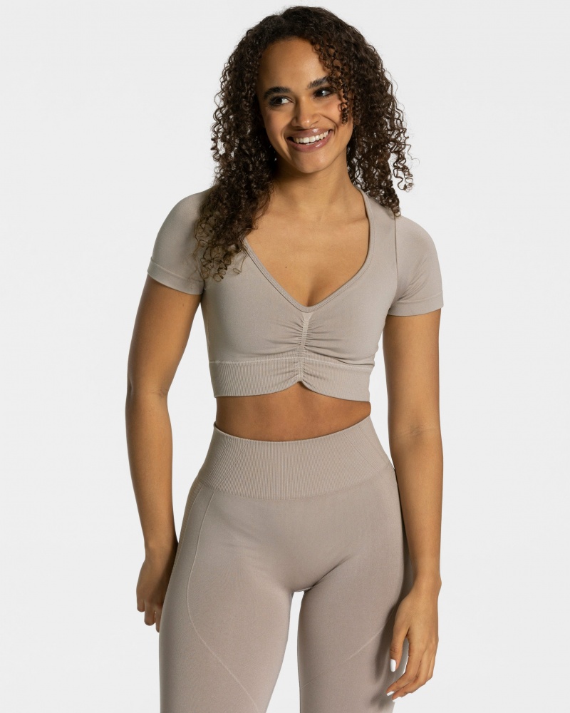 Grey Women\'s Teveo Focus Crop Tops | 3851-XKCVG