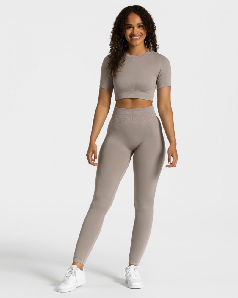 Grey Women's Teveo Sensation Crop Tops | 1062-UKZYH