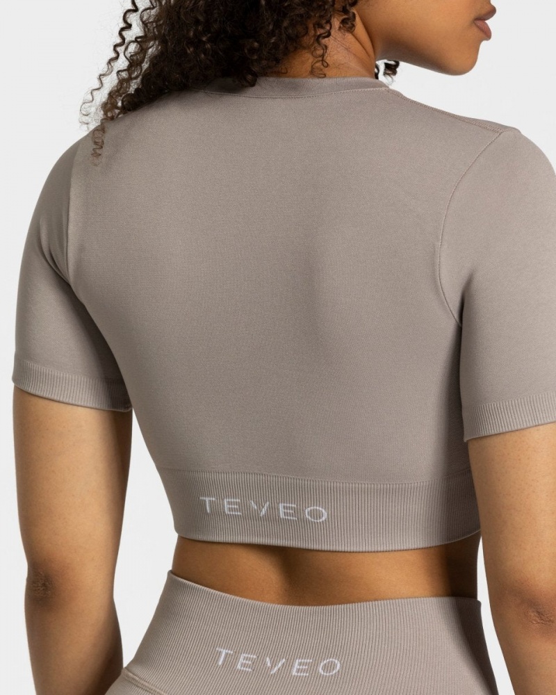 Grey Women's Teveo Sensation Crop Tops | 1062-UKZYH