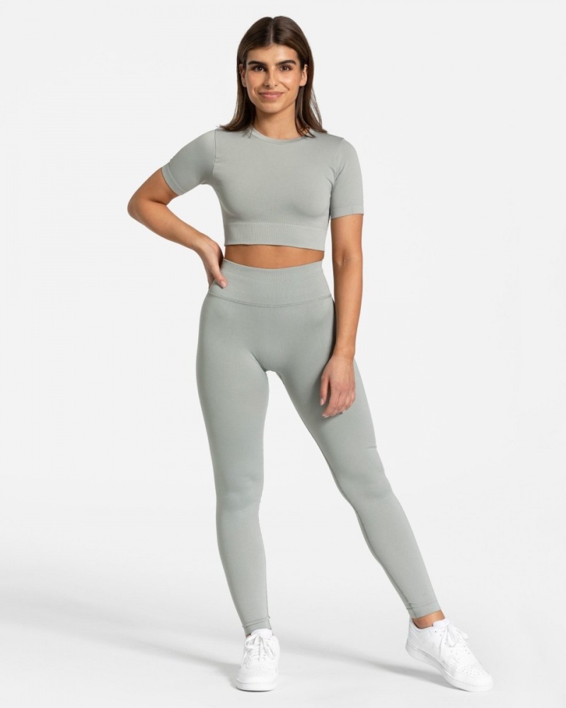 Grey Women's Teveo Sensation Crop Tops | 9208-NZQVJ