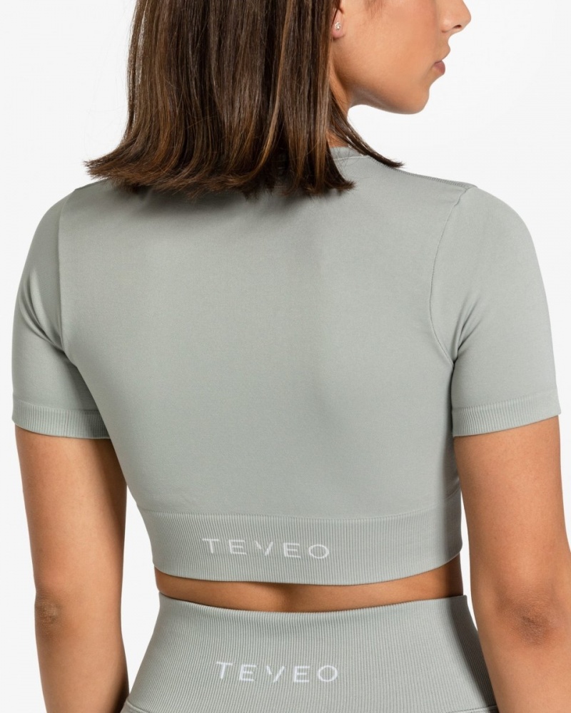 Grey Women's Teveo Sensation Crop Tops | 9208-NZQVJ