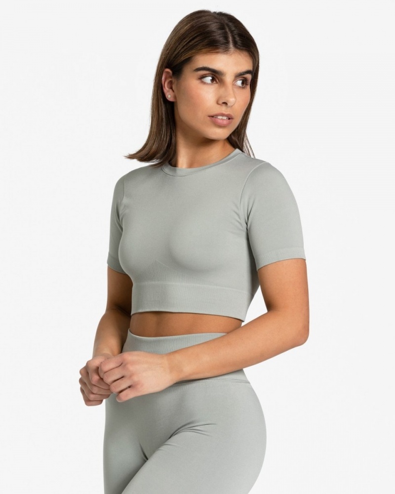 Grey Women\'s Teveo Sensation Crop Tops | 9208-NZQVJ