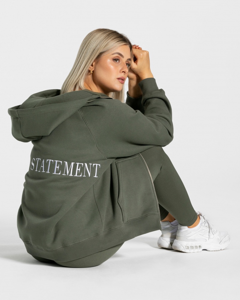 Khaki Women's Teveo Statement Oversized Jackets | 2489-GQWHA