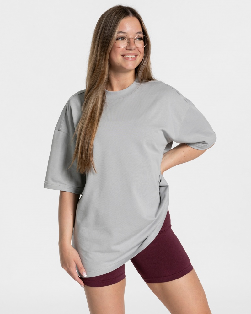 Light Grey Women's Teveo Candy Oversized T Shirts | 9648-YVBXH