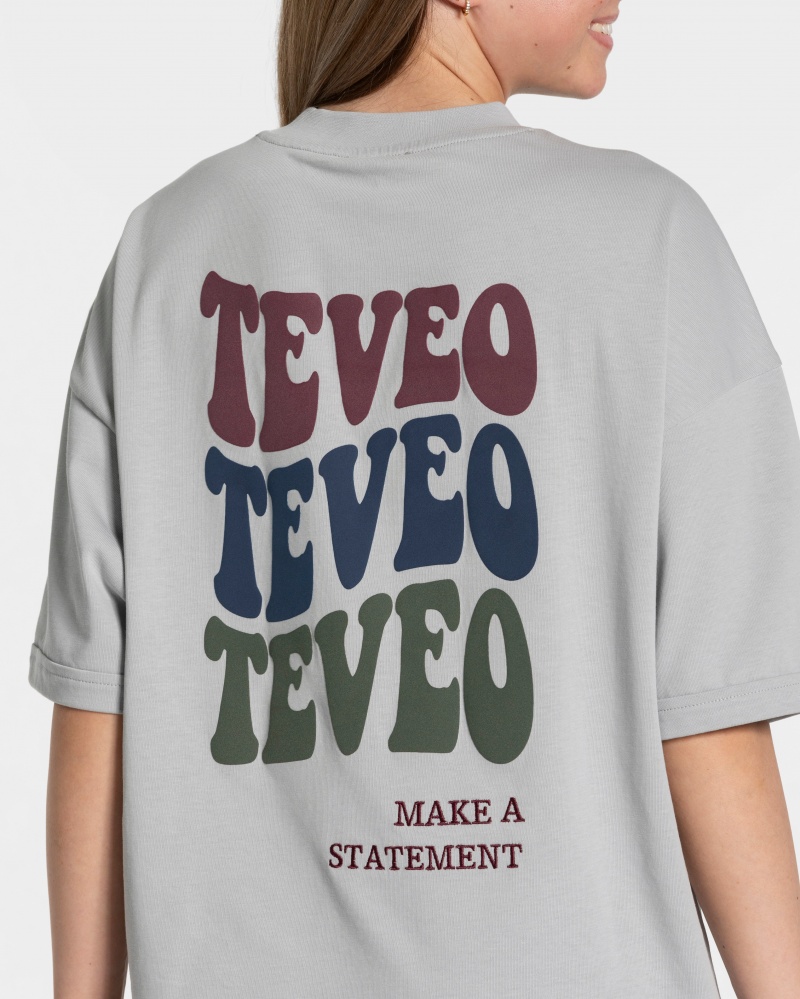 Light Grey Women's Teveo Candy Oversized T Shirts | 9648-YVBXH